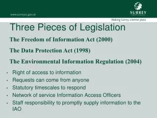 Three Pieces of Legislation