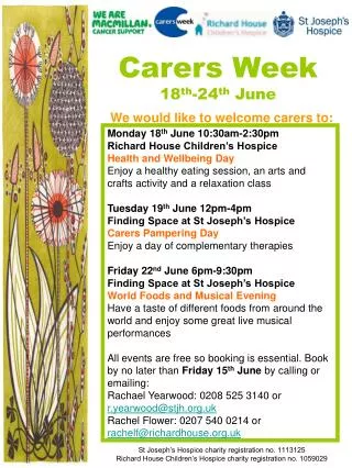 We would like to welcome carers to: