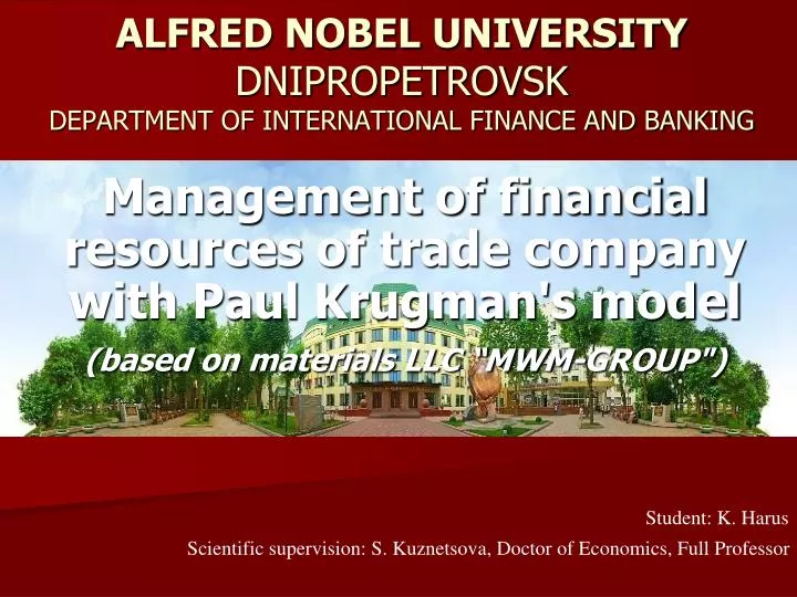 alfred nobel university dnipropetrovsk department of international finance and banking