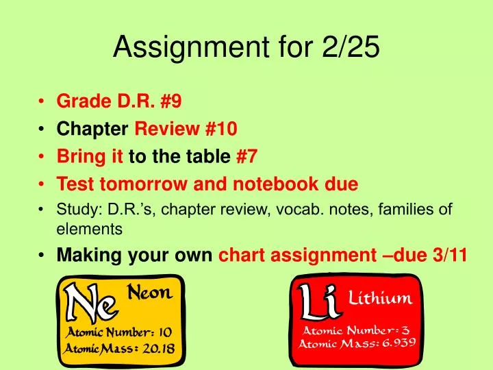 assignment for 2 25
