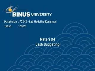 Materi 04 Cash Budgeting