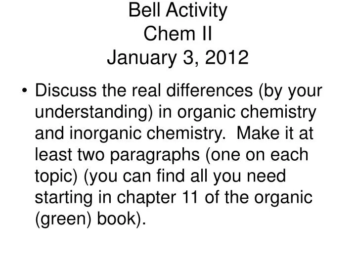 bell activity chem ii january 3 2012