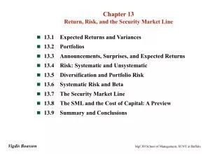 Chapter 13 Return, Risk, and the Security Market Line