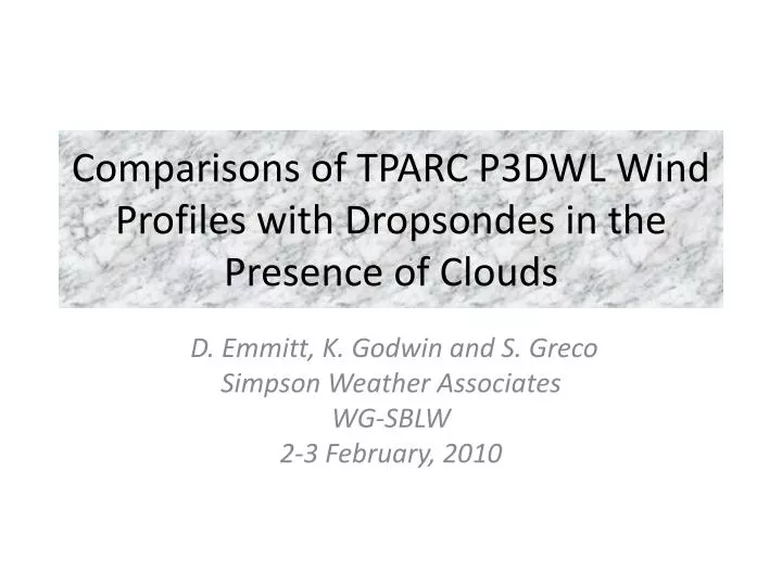 comparisons of tparc p3dwl wind profiles with dropsondes in the presence of clouds
