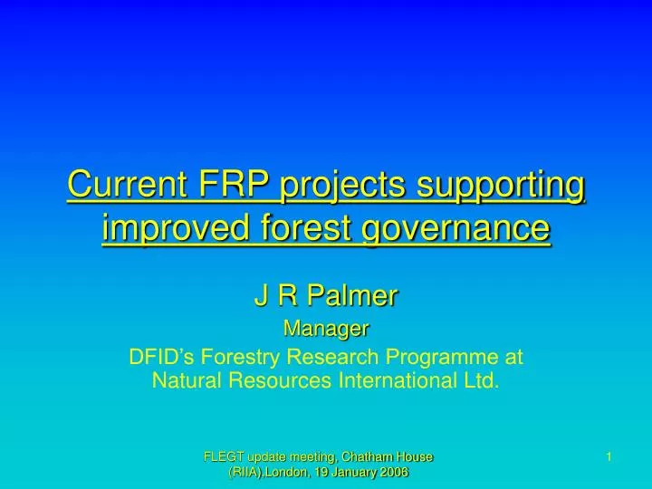 current frp projects supporting improved forest governance