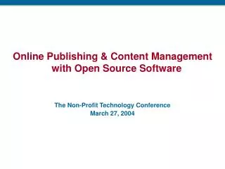 Online Publishing &amp; Content Management with Open Source Software