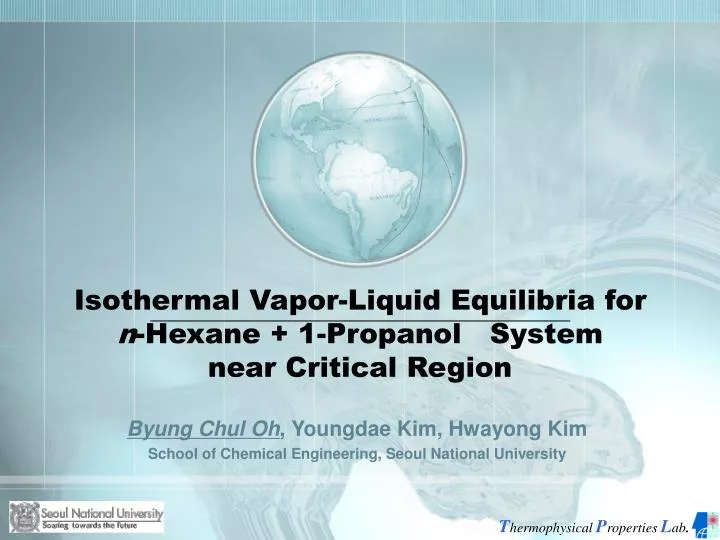isothermal vapor liquid equilibria for n hexane 1 propanol system near critical region