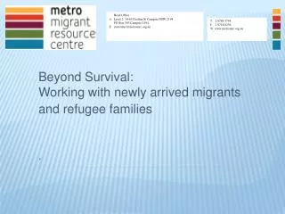 Beyond Survival: Working with newly arrived migrants and refugee families