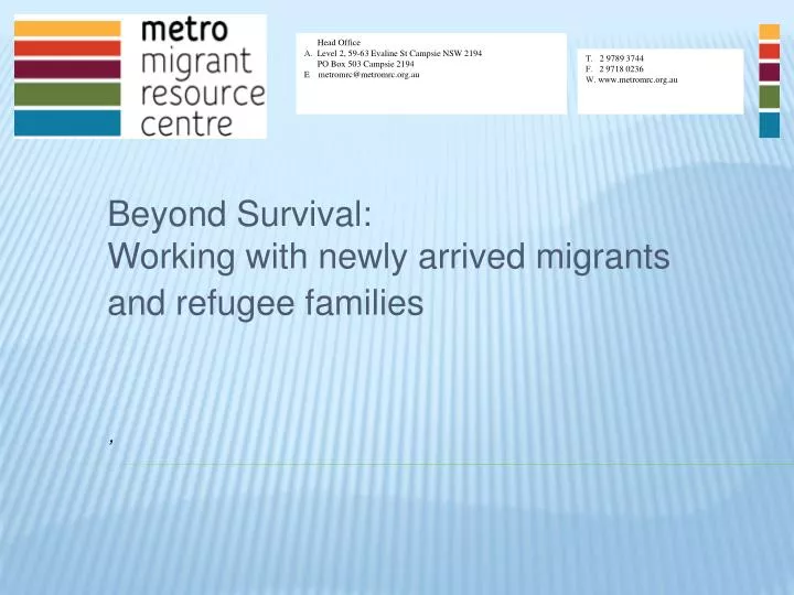 beyond survival working with newly arrived migrants and refugee families