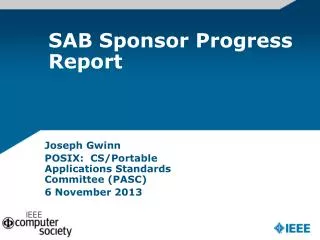 SAB Sponsor Progress Report