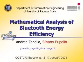 Mathematical Analysis of Bluetooth Energy Efficiency