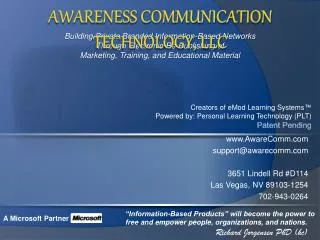 AwareComm support@awarecomm 3651 Lindell Rd #D114 Las Vegas, NV 89103-1254