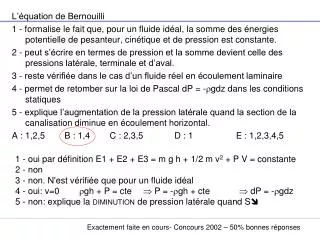 L’équation de Bernouilli