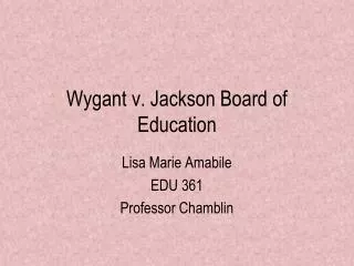 Wygant v. Jackson Board of Education