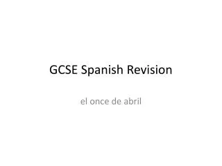 GCSE Spanish Revision