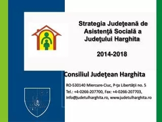 Strategia Jude ţeană de Asistenţă Socială a Judeţului Harghita 2014-2018