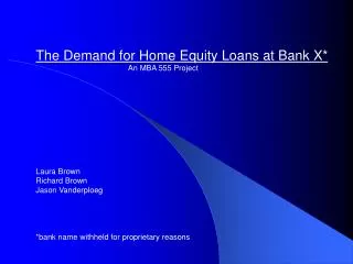 The Demand for Home Equity Loans at Bank X*