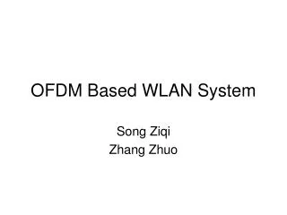 OFDM Based WLAN System