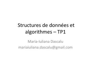  Structures de données et algorithmes – TP1