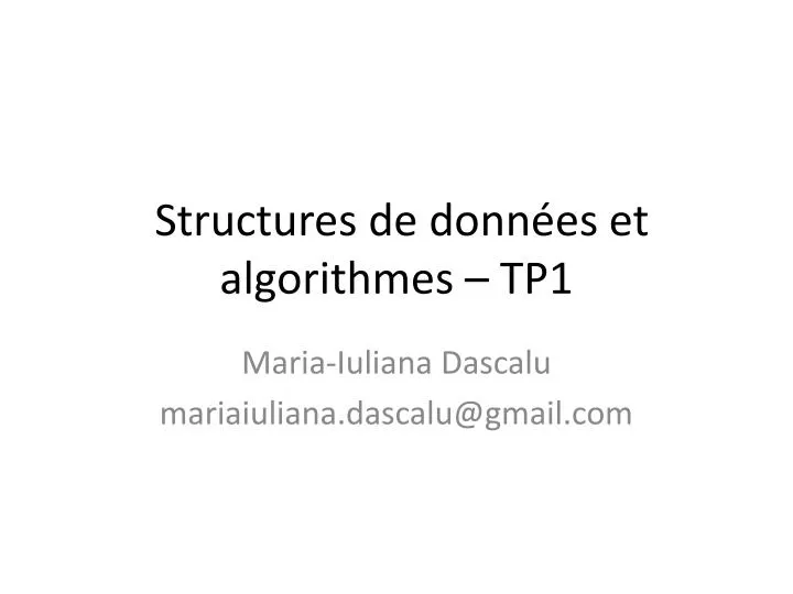 structures de donn es et algorithmes tp1