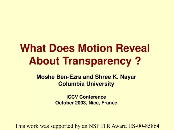 what does motion reveal about transparency