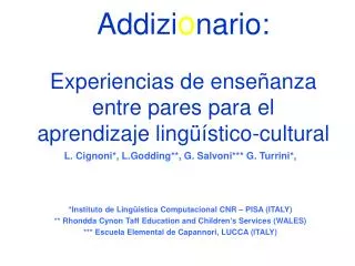 Addizi o nario: Experiencias de enseñanza entre pares para el aprendizaje lingüístico-cultural
