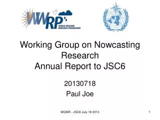 Working Group on Nowcasting Research Annual Report to JSC6