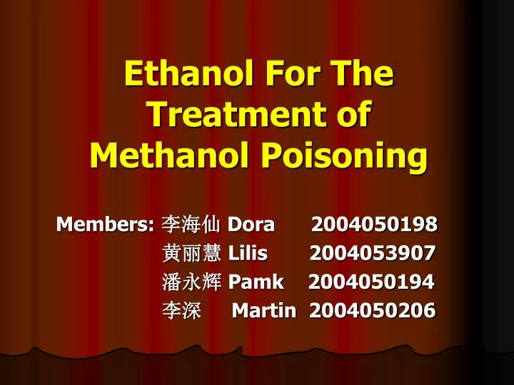 ethanol for the treatment of methanol poisoning