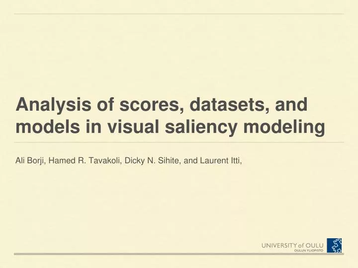 analysis of scores datasets and models in visual saliency modeling