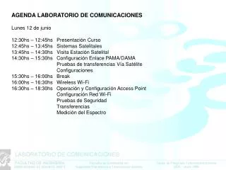 AGENDA LABORATORIO DE COMUNICACIONES