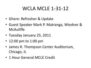 WCLA MCLE 1-31-12