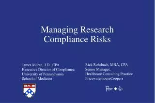Managing Research Compliance Risks