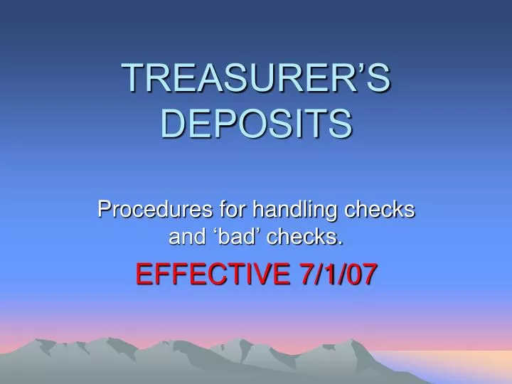 treasurer s deposits