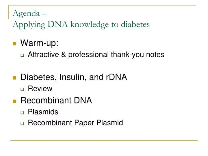 agenda applying dna knowledge to diabetes