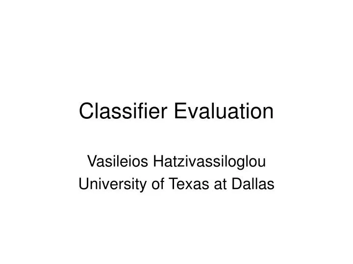 classifier evaluation