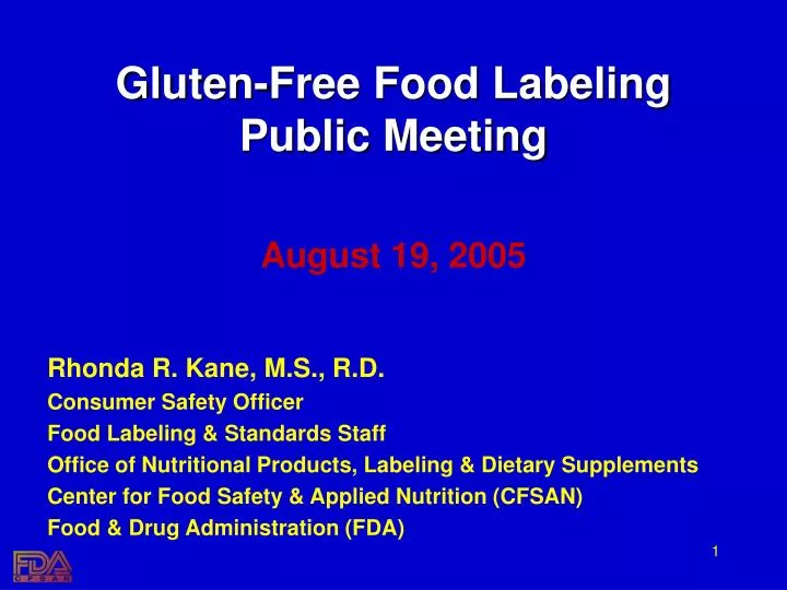 gluten free food labeling public meeting