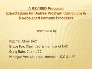A REVISED Proposal: Expectations for Degree Program Curriculum &amp; Re-designed Campus Processes