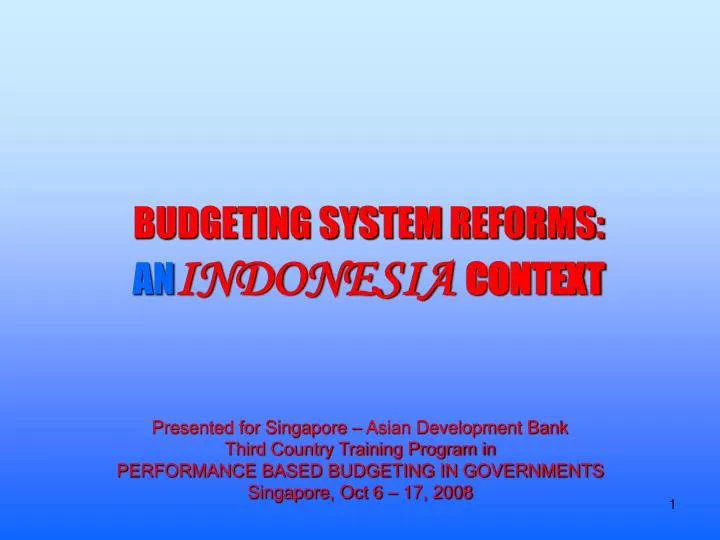 budgeting system reforms an indonesia context