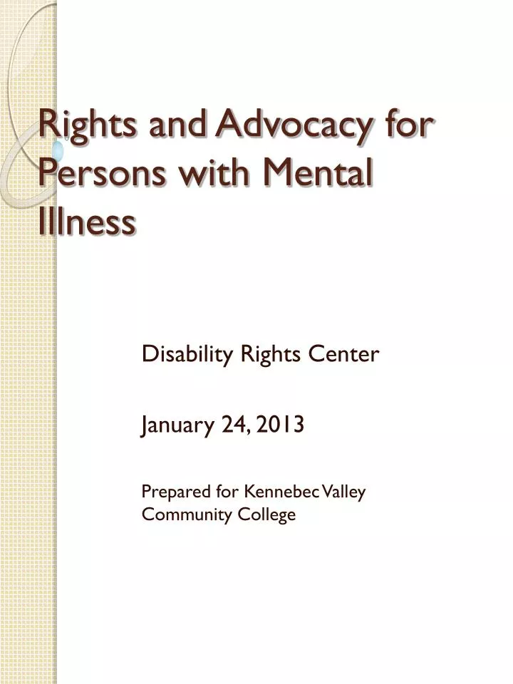 rights and advocacy for persons with mental illness