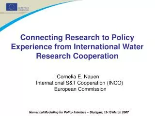 Connecting Research to Policy Experience from International Water Research Cooperation