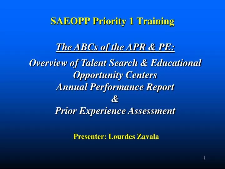 saeopp priority 1 training