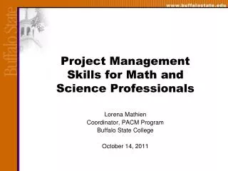 Project Management Skills for Math and Science Professionals