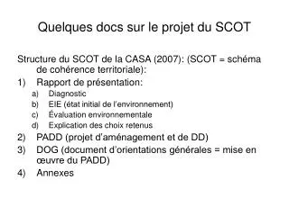 Quelques docs sur le projet du SCOT