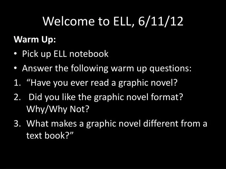 welcome to ell 6 11 12
