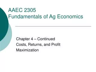 AAEC 2305 Fundamentals of Ag Economics