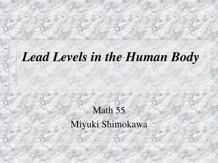 lead levels in the human body
