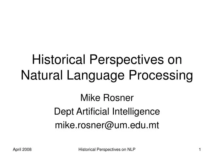 historical perspectives on natural language processing