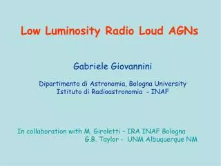 Gabriele Giovannini Dipartimento di Astronomia, Bologna University