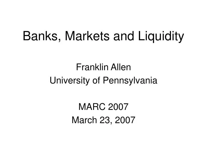 banks markets and liquidity
