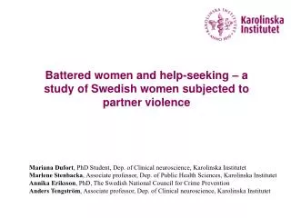 Battered women and help-seeking – a study of Swedish women subjected to partner violence